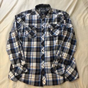 Buckle Black and Blue Plaid Button Down Shirt
